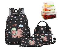 Ghjkldha Zaino Capybara con Porta Pranzo | Set Zaini Casual - Zaino da Viaggio con Astuccio e Borchino per Scuola Ragazze