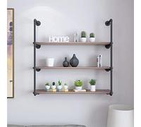 GHJKLZNMRU Mensola galleggiante a parete organizer in ferro battuto zincato tubo staffa/retro stile industriale multi funzione (Kit)