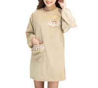 GHJrtHFJ grembiule, Grembiule da cucina donna con tasche, maniche lunghe in pelle scamosciata, grembiuli chef for cucinare, cuocere al forno, pulire, lavorare(Yellow)