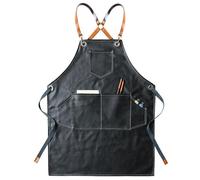 GHJrtHFJ grembiule, Grembiule da cuoco impermeabile con 2 tasche for donne e uomini, taglia comoda, cucina, casa(Black)