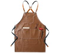GHJrtHFJ grembiule, Grembiule da cuoco impermeabile con 2 tasche for donne e uomini, taglia comoda, cucina, casa(Brown)