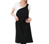 GHJrtHFJ grembiule, Grembiuli da cuoco for donna con 2 tasche, grembiule cucina for cucinare, for la ceramica, il giardinaggio, cottura al forno(Black)