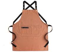 GHJrtHFJ grembiule, Grembiuli da cuoco incrociati for uomo e donna con ampie tasche for cucinare, lavorare la ceramica, il giardinaggio pasticceria(Brown)