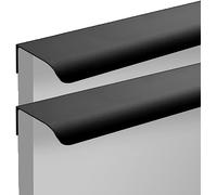 GHJrtHFJ Maniglie for mobili da cucina in lega di alluminio, maniglie for cassetti con bordo a dita, nere, 2 pezzi(Overall length 500mm)