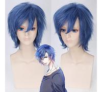 GHK 10 pollici lanuginoso corto blu maschio capelli sintetici Uta no Prince Ichinose Tokiya parrucca cosplay anime per festa in costume