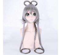 GHK 100 cm sintetico Vocaloid argento grigio nero parrucca lunga donna capelli lisci anime cosplay parrucche intrecciate per Halloween festa in costume argento