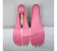 GHK 100cm 420g Parrucca diritta lunga rosa Net Cosplay Costume Capelli sintetici Bianco Blu Rosa Marrone Verde Rosso Bionda Parrucche nere per donna rosa 1