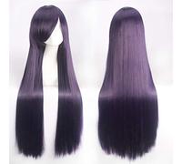 GHK 100cm 420g Parrucca diritta lunga rosa netto Cosplay Costume Capelli sintetici Bianco Blu Rosa Marrone Verde Rosso Bionda Parrucche nere per le donne viola