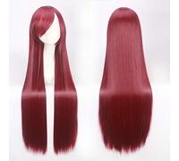 GHK 100cm 420g Parrucca diritta lunga rosa netto Cosplay Costume Capelli sintetici Bianco Blu Rosa Marrone Verde Rosso Bionda Parrucche nere Per donna Colore immagine