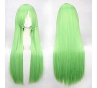 GHK 100cm 420g Parrucca diritta lunga rosa netto Costume cosplay Capelli sintetici Bianco Blu Rosa Marrone Verde Rosso Bionda Parrucche nere per donna verde chiaro