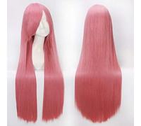 GHK 100cm 420g Rosa Parrucca diritta lunga rosa Costume Cosplay Capelli sintetici Bianco Blu Rosa Marrone Verde Rosso Bionda Parrucche nere per donna rosa 2
