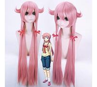GHK 100cm Mirai Nikki Gasai Yuno Dritto lungo rosa parrucca cosplay anime rosa parrucche sintetiche resistenti al calore a buon mercato con frangia