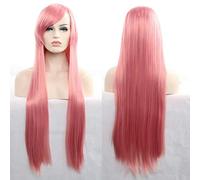 GHK 11 colori Parrucca sintetica per capelli lunghi 80 cm sintetica Nero Grigio Verde Blu Viola Rosa Parrucche Parrucche Cosplay per donna rosa