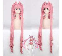 GHK 120cm LUNA MARINAIO Chibiusa Parrucca rosa lunga Parrucca sintetica ondulata Anime Parrucche Cosplay Donna con doppia coda di cavallo Fibra ad alta temperatura