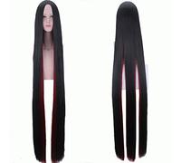 GHK 150cm Bort Parrucca lunga rettilinea Anime Cosplay Capelli sintetici Land of the Lustrous Hoseki no kuni Parte centrale Nero Rosso Parrucche da donna