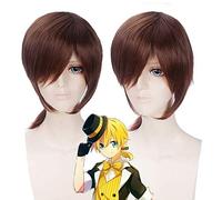 GHK 16 pollici Vocaloid Kagamine Ren marrone parrucca cosplay coda di cavallo capelli sintetici dritti anime costume di halloween parrucche per uomo