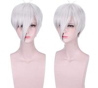 GHK 30cm parrucca bianca corta argento a buon mercato cosplay anime capelli sintetici antartici uomini adulti donna parrucche per festa in costume