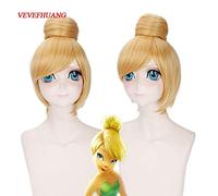 GHK 30cm Parrucca Cosplay bionda corta Fata Campanellino Trucco Capelli pieni Principessa Campanellino Parrucche sintetiche per adulti
