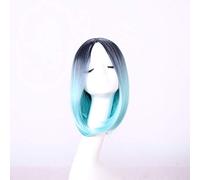 GHK 30cm Parte centrale Corto Corto Nero Biondo Ombre Parrucca Cosplay Anime Capelli sintetici Halloween Costume Parrucche per le donne 01