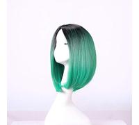 GHK 30cm Parte centrale Diritto Corto Nero Bionda Ombre Parrucca Cosplay Anime Capelli sintetici Halloween Costume Parrucche per le donne 05