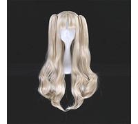 GHK 80cm Fate stay night Tohsaka Rin Parrucca Cosplay Lungo ondulato Nero Bionda Capelli sintetici Fate Grande ordine Parrucche anime Con coda di cavallo bionda