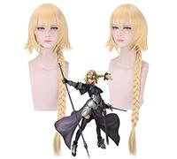 GHK 90cm Fate Apocrypha FGO Righello Giovanna d'Arco Parrucca Cosplay Anime Capelli sintetici Capelli lunghi intrecciati gialli Parrucche per costume di Halloween