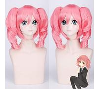 GHK Anime Inu X Boku SS Roromiya Karuta parrucca cosplay rosa con doppia coda di cavallo ondulata Capelli sintetici Costume di Halloween Parrucche da donna Bang