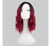 GHK Anime Parrucca corta riccia Ombre Cosplay Capelli sintetici Donne Resistente al calore Lolita Parrucche bicolore per festa in costume 35 cm ombre rosse