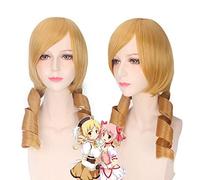 GHK Anime Puella Magi Madoka Magica Tomoe Mami Parrucca Cosplay Bionda dorata Capelli mossi sintetici Parrucche da donna per Costumi 45 cm