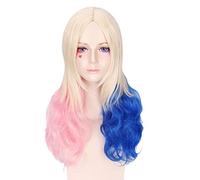 GHK Batman Suicide Squad Harley Quinn Harleen Quinzel Parrucca cosplay Capelli sintetici Costume di Halloween Parrucche coda di cavallo per le donne Perucas K112 45cm