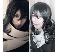 GHK Biamoxer 45cm My Boku no Hero Academia Shouta Aizawa Parrucche Cosplay Parrucca lunga ondulata nera resistente al calore