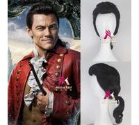GHK Biamoxer Beauty and the Beast Principe Gaston Parrucca Parrucca corta nera Cosplay Halloween Giochi di ruolo Capelli neri