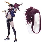 GHK Biamoxer LOL KDA Ahri Akali Kaisa Evelynn Cosplay Parrucche Donna Parrucca marrone viola Resistente al calore Akali