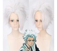 GHK BLEACH Hitsugaya Toushirou Parrucca da uomo corta in argento bianco Cosplay Capelli gonfi sintetici per Halloween Costume anime