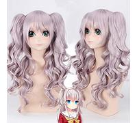 GHK Charlotte Tomori Nao Parrucca cosplay sintetica per anime Parrucche lunghe lunghe viola chiaro con artigli ondulati Coda di cavallo 70 cm