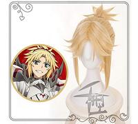 GHK Fate Grand Order Mordred Parrucca bionda coda di cavallo Parrucca Cosplay Costume Capelli sintetici Festa di Halloween Gioca parrucche di gioco