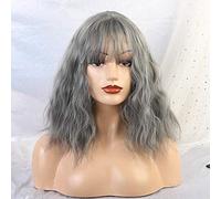 GHK frangia sottile parrucche ricci corti parrucche sintetiche resistenti al calore per le donne moda capelli mix blu parrucche in fibra cosplay