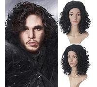 GHK Game of Thrones Jon Snow Maschio Parrucca nera Cosplay Gioco di ruolo per adulti Fantasia Costume di Halloween Parrucche sintetiche corte