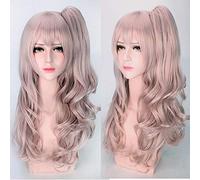 GHK Girls Frontline Mix Rosa Parrucca lunga ondulata Anime Parrucca Cosplay Capelli sintetici Costume di Halloween Parrucche da donna con artiglio Coda di cavallo 24 pollici