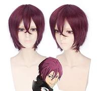 GHK gratis Rin Matsuoka vino rosso breve parrucca cosplay uomini parrucche sintetiche resistenti al calore anime capelli dritti 30 cm