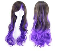 GHK Harajuku Lolita blu rosa ombre parrucche per capelli per le donne a buon mercato anime cosplay parrucca sintetica ondulata lunga con frangia per festa in costume nero blu
