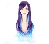 GHK Harajuku Lolita Parrucca ondulata lunga Capelli sintetici Anime Cosplay Viola Blu Marrone In evidenza Parrucche colorate per le donne PL-458