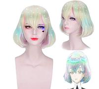 GHK Hoseki no kuni Diamante Anime Cosplay Parrucca corta Bob con frangia Capelli sintetici Colorati Halloween Costume Donna Parrucche per la festa