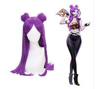 GHK League Of Legends LOL K/DA Kaisa Parrucca Cosplay 80 cm Lunga Viola Treccia sintetica Capelli Perucas Halloween Costume Parrucche da festa