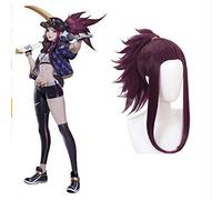 GHK League Of Legends LOL KDA Akali Parrucca Cosplay The Rogue Assassin Costume di Halloween Parrucche sintetiche termoresistenti + Cappellino per parrucca