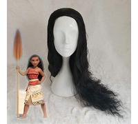 GHK Moana Capelli ricci neri sintetici Perucas Parrucca cosplay Halloween Costume Party Gioca parrucche per le donne Fibra ad alta temperatura