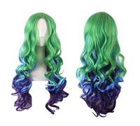 GHK Moda lunga ondulata verde blu Ombre Harajuku Lolita parrucca Costume Cosplay Capelli sintetici Parte centrale Parrucche piene per donne