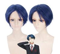 GHK ONLINE Kashima Yu Anime Parrucca Cosplay corta blu Uomo Resistente al calore Capelli sintetici Per Halloween Festa in costume Peruca 30cm