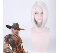 GHK Overwatch Ashe Parrucca corta bianca Cosplay Capelli sintetici OW Festa in costume di Halloween Gioca parrucche Perucas