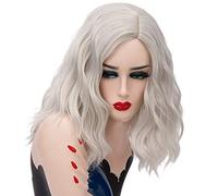 GHK Parrucca arcobaleno colorato ondulato corto da 14 pollici Capelli sintetici Costume di Halloween Cosplay Anime Ombre arancione Parrucche per donna Argento